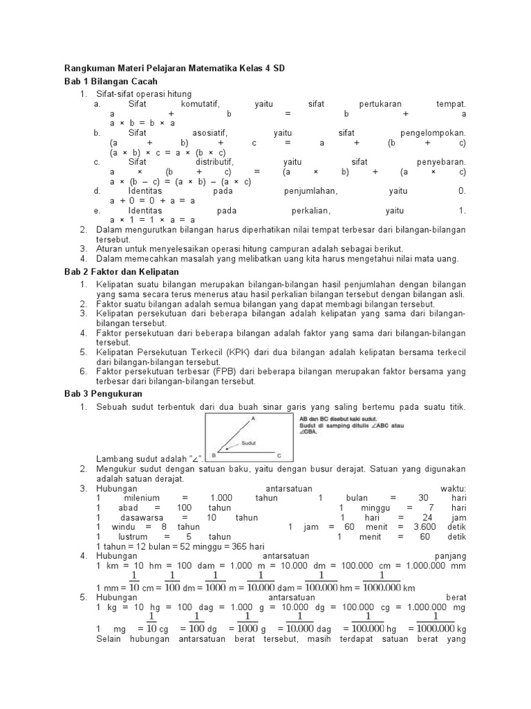 Rangkuman Matematika Kelas 4 SD | PDF | Metode & Bahan Ajar