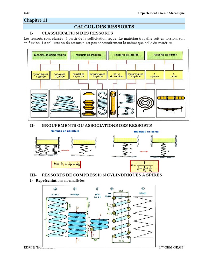 Calcul des ressorts en mécanique PDF Mécanique newtonienne Physique — free download
