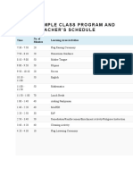 Deped Sample Class Program and Teacher'S Schedule: Time No. of Minutes Learning Area/Activities