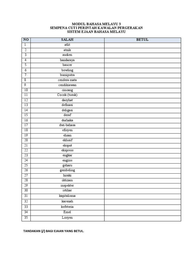 Modul Bahasa Melayu 3 Sistem Ejaan Baharu Pdf