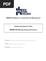 BSBMGT502 Student Assignment Tasks 2017