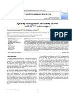 Quality management and safety of food in HACCP system aspect