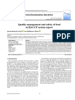 Quality Management and Safety of Food in HACCP System Aspect