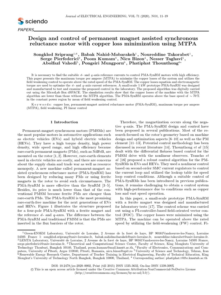 Sciendo PDF Electric Motor Power Inverter