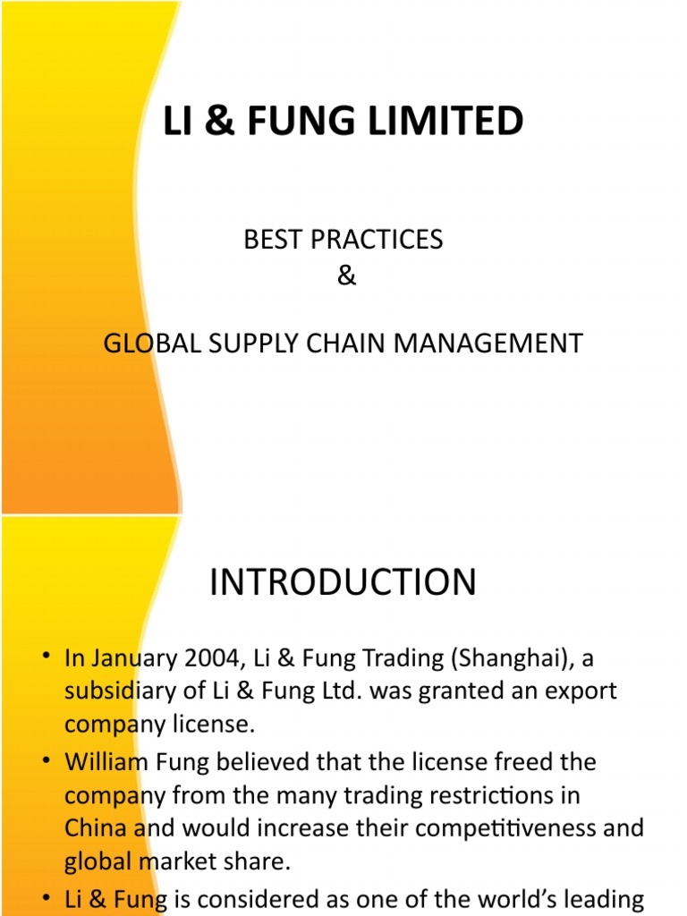 Global Supply Chain ManagerLi & Fung PDF Supply Chain Supply