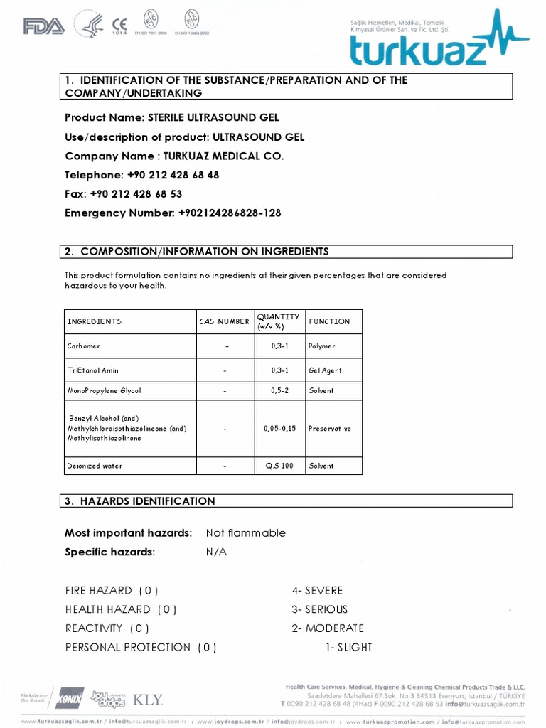 Ultrasound Gel PDF Dangerous Goods Toxicity