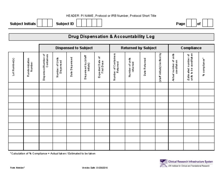 Drug Dispensation Accountability Log | PDF | Computing And Information ...