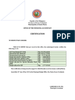Certification: Municipality of Santa Maria Office of The Municipal Accountant