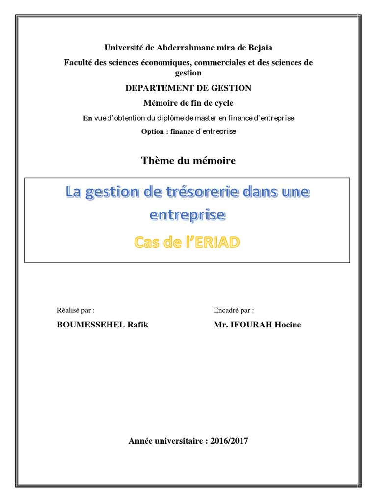 Il S Occupe De La Trésorerie D Une Société La Gestion de Trésorerie Dans Une Entreprise | PDF | Fonds de roulement |  Trésorier