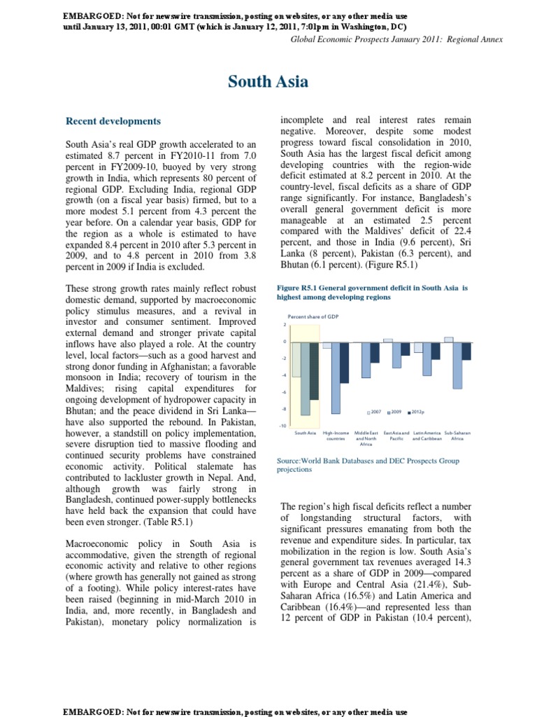 South Asia Economic Growth Insights 2011 | PDF | Remittance | Inflation