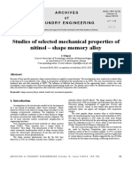 Studies of Selected Mechanical Properties of Nitinol - Shape Memory Alloy