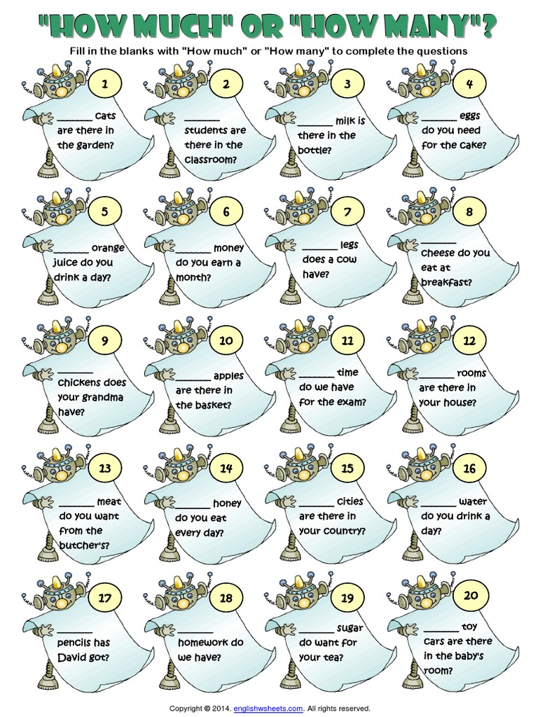 How Much or How Many Esl Grammar Exercises Worksheet | PDF