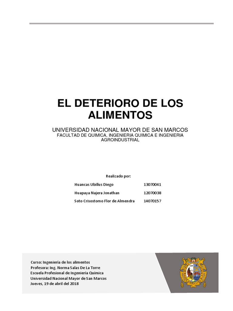 El Deterioro de Los Alimentos 2018 PDF | PDF | Alimentos | Carne