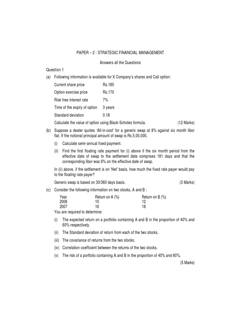 SFM Suggested Answers PDF | PDF | Derivative (Finance) | Swap (Finance)