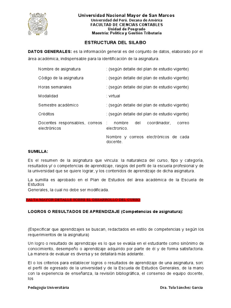 Esquema de Silabo Word | PDF | Evaluación | Aprendizaje