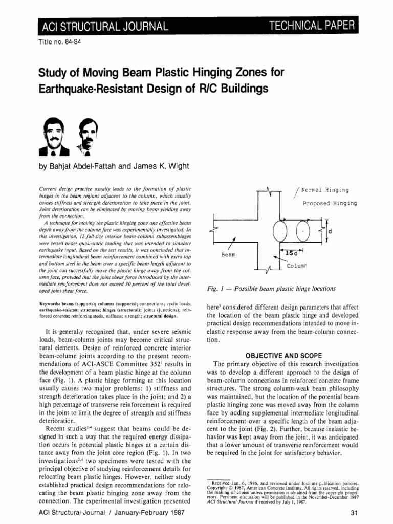 Study of Moving Beam Plastic Hinging Zones For PDF Plasticity