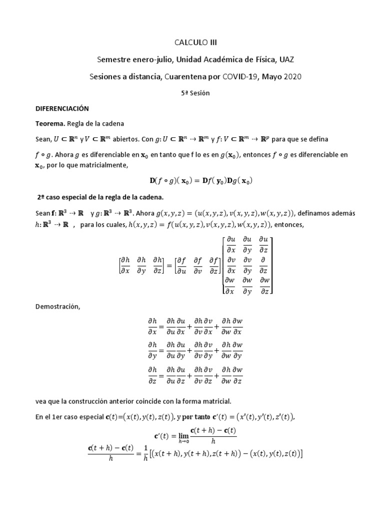 Ciii Diferenciacion Sesion 5 Pdf Calculo Diferencial Analisis Funcional