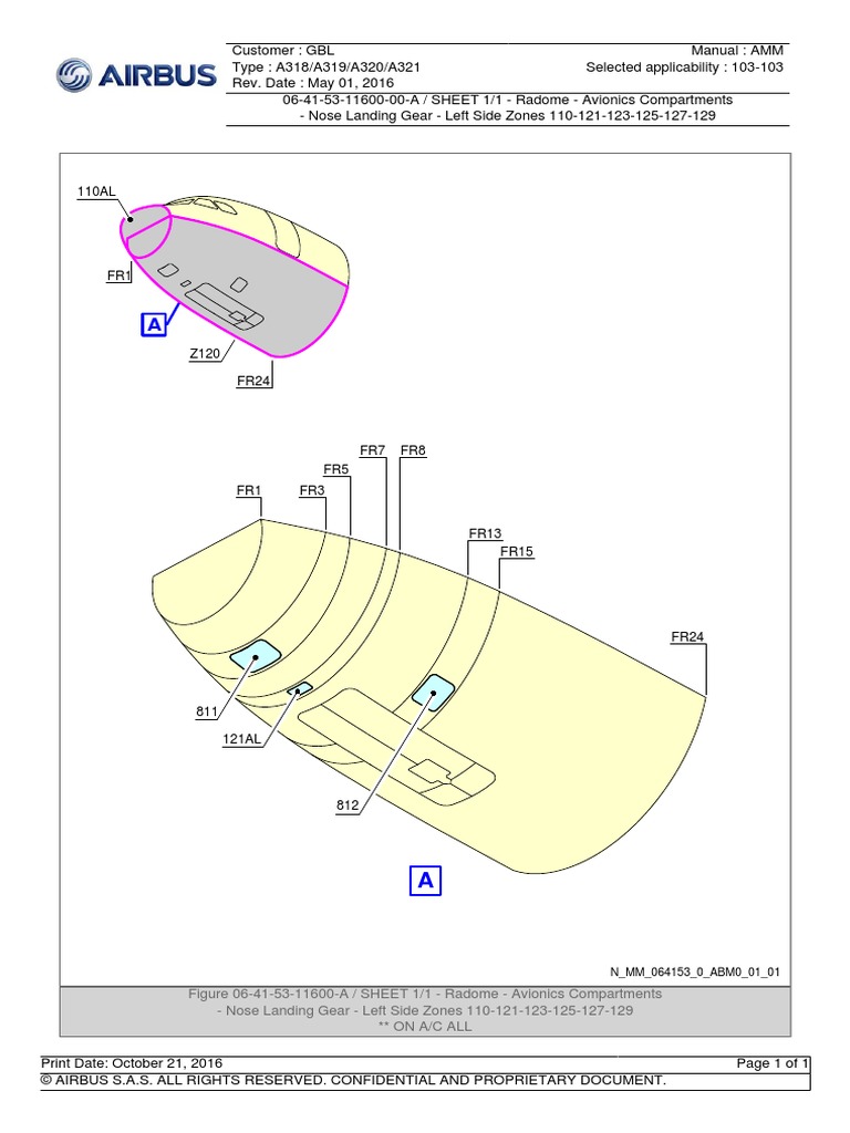 Figure 06-41-53-11600-A / SHEET 1/1 - Radome - Avionics Compartments ...