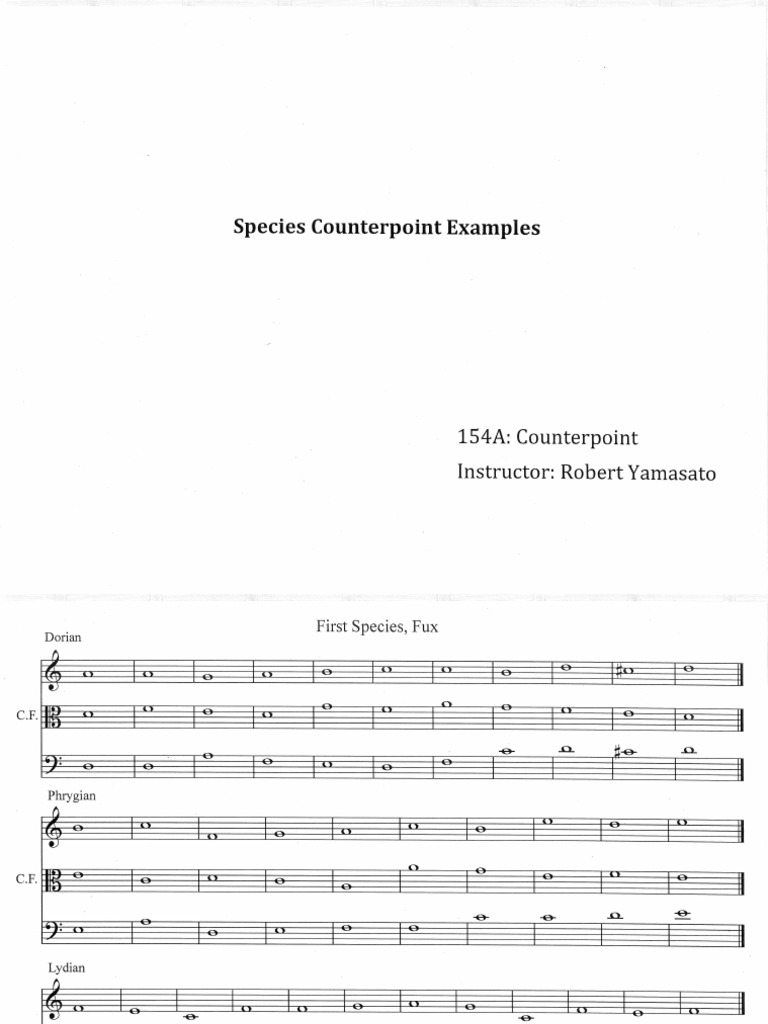 Robert Yamasato Species Counterpoint Examples PDF PDF