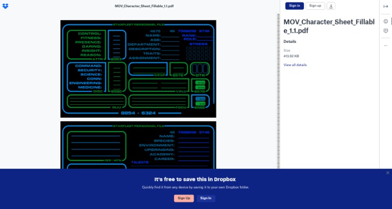 MOV - Character - Sheet - Fillabl e - 1.1.pdf: It's Free To Save This ...