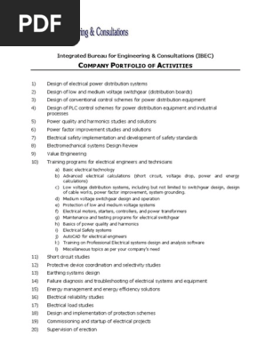 IBEC COMPANY PORTFOLIO OF ACTIVITIES