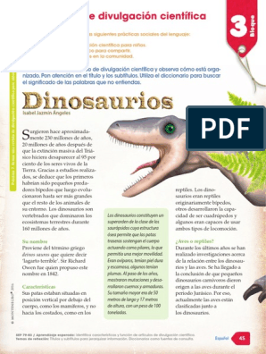Dokumen - Tips - Me Divierto y Aprendo 3 Bloque 3 PDF | PDF | Dinosaurios |  Aurora