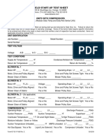 Field Start-Up Test Sheet: Units With Compressors