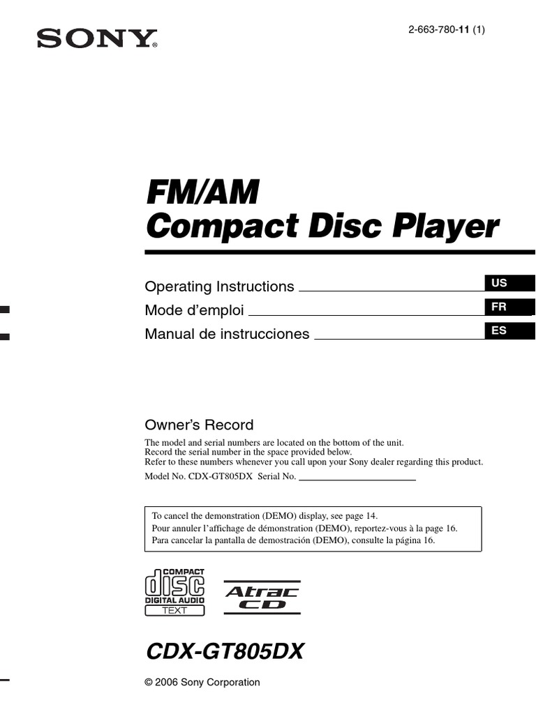 CDXGT805DX en FR Es | PDF | Equalization (Audio) | Compact Disc