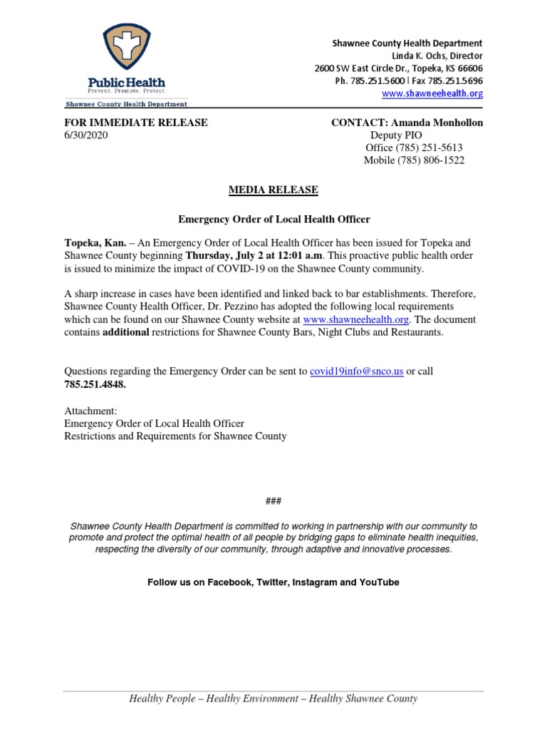Emergency Order and Restrictions and Requirements | PDF | Public Sphere ...