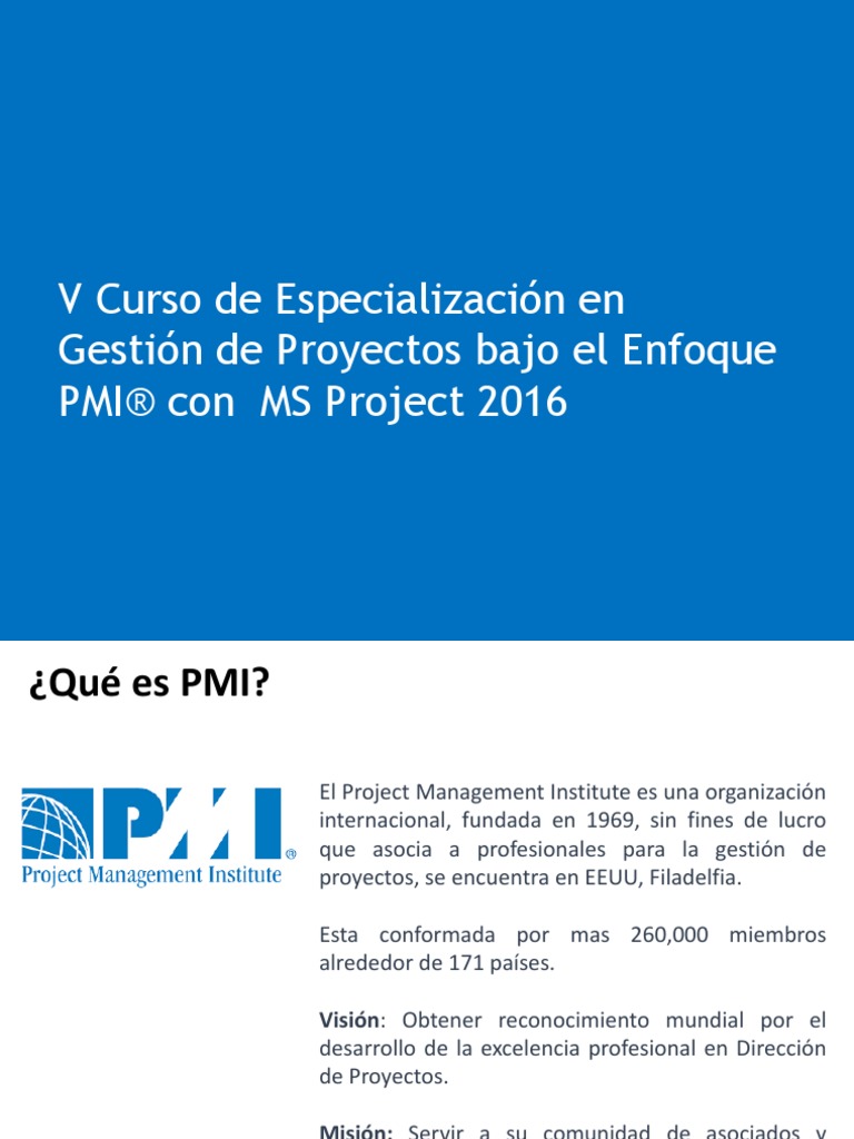 Gestion de Proyectos Bajo El Enfoque Del Pmi Usando Msproject 2013 ...