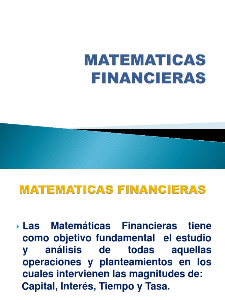 Matematicas Financieras | PDF | Interés | Finanzas Matemáticas