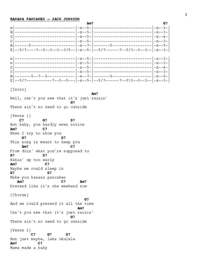 Banana Pancakes Jack Johnson PDF PDF