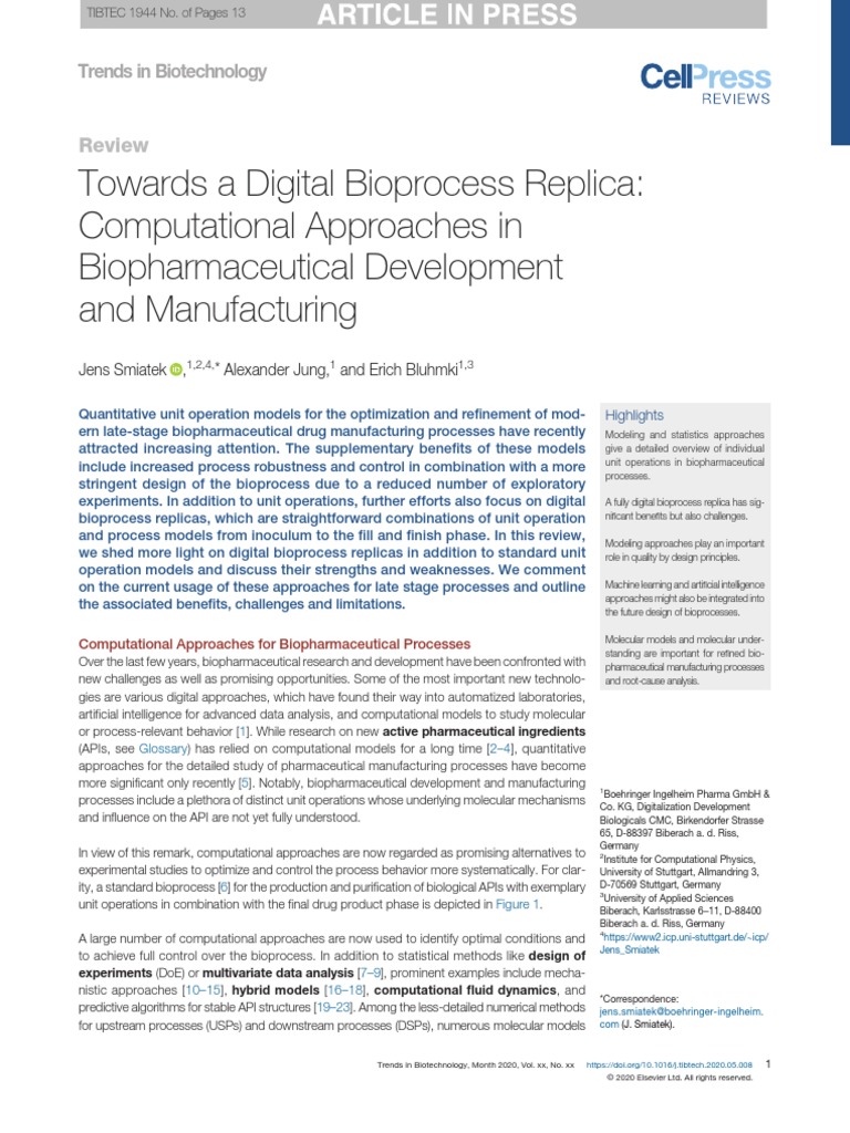 Towards A Digital Bioprocess Replica Computational Approac Trends In B Machine Learning Computational Fluid Dynamics