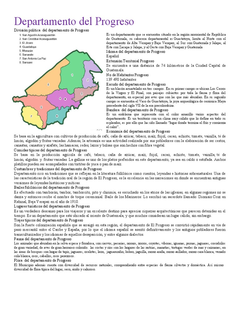 Departamento de Progreso División Política Idioma Economía Costumbres y ...