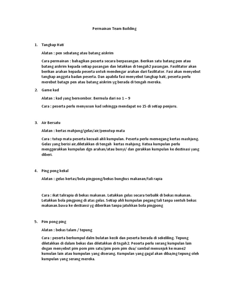 Permainan Team Building Pdf