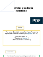 Illustrates Quadratic Equations