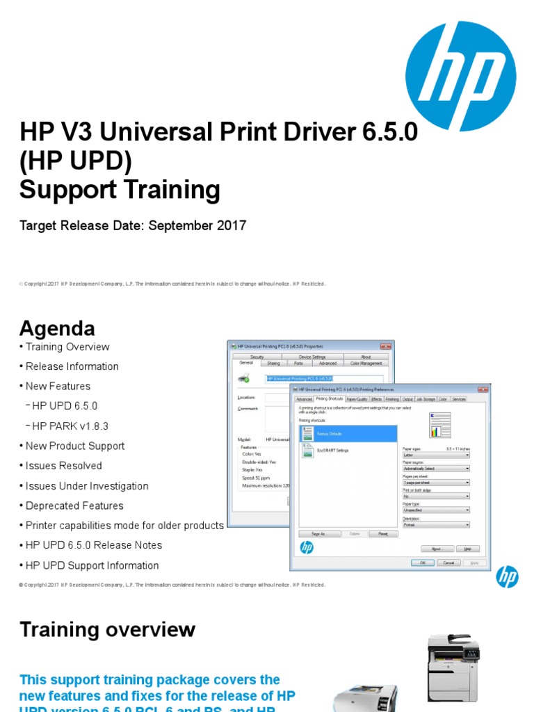 HP UPD 6.5.0 Intro Training PDF Printer Microsoft Windows