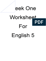 Week One Worksheet English