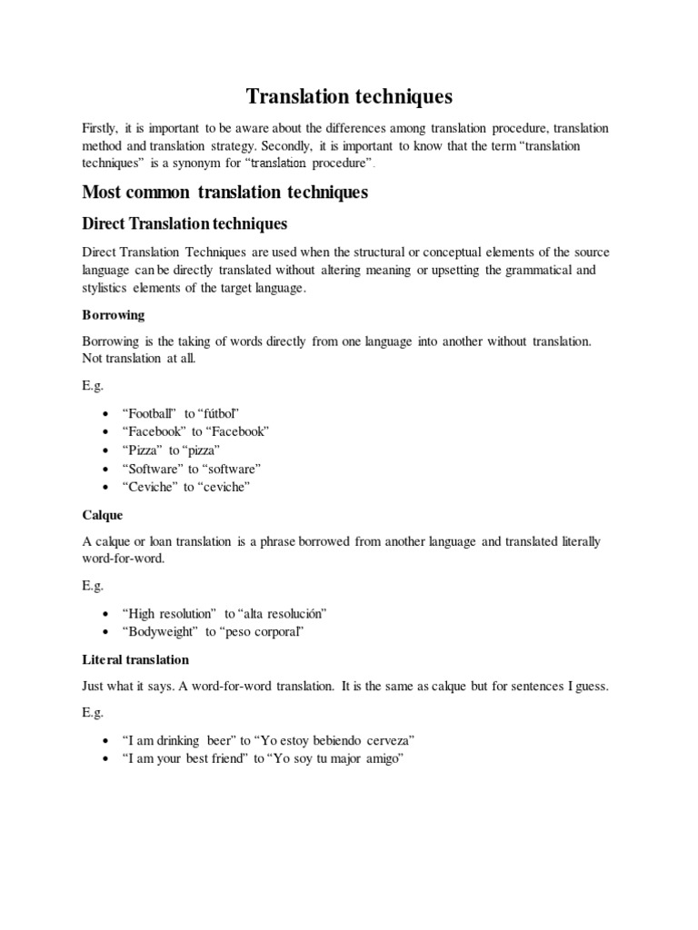 Translation Techniques Guide | PDF | Translations | Symbols