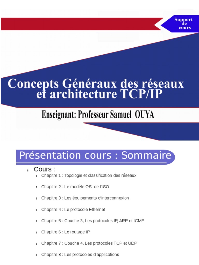 Cours de Concepts Reseaux Officiel PDF | PDF | Ethernet | Protocoles  Internet