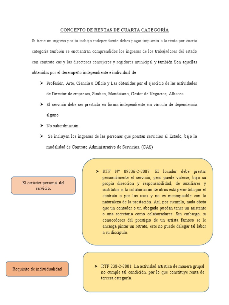 Guía sobre Rentas de Cuarta Categoría | PDF | Impuesto sobre la renta ...