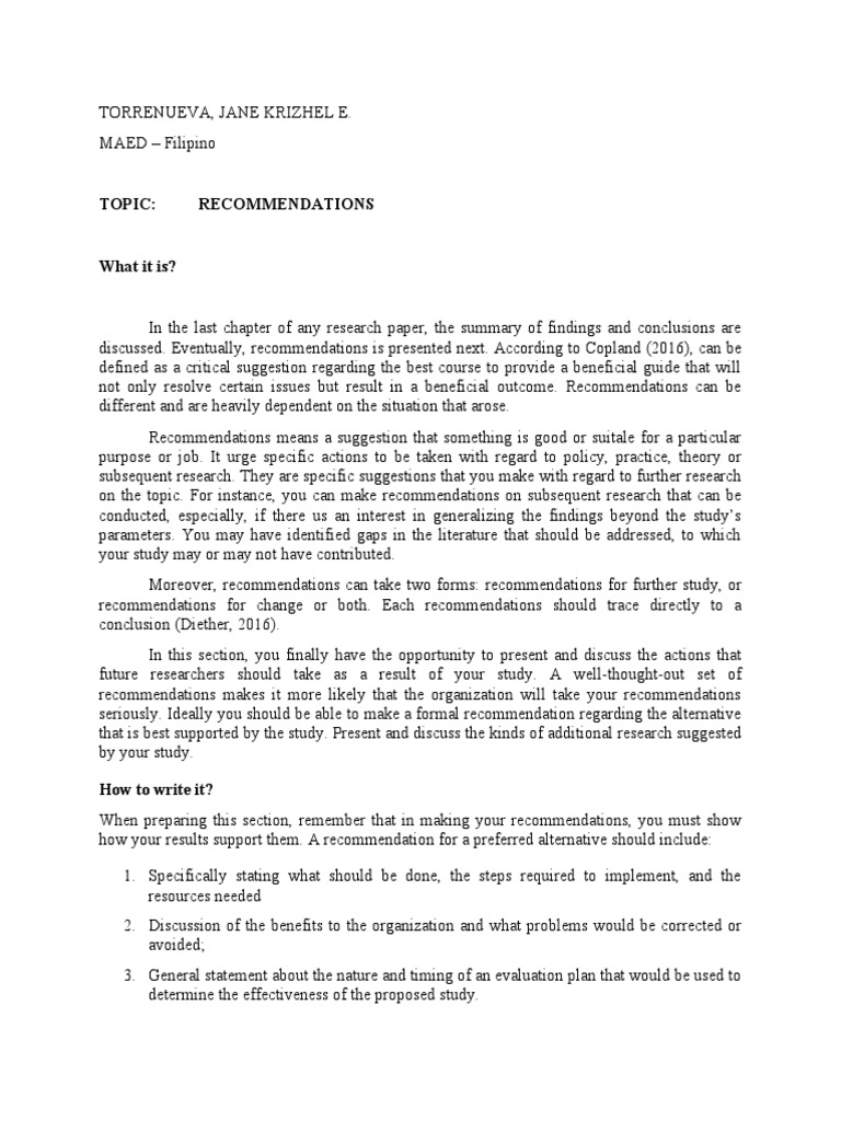 Effective Research Recommendations Guide | PDF | Evaluation ...