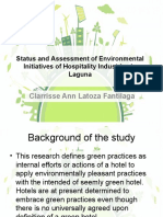 Clarrisse Ann Latoza Fantilaga: Status and Assessment of Environmental Initiatives of Hospitality Industries in Laguna