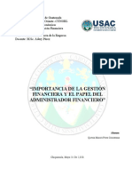 La Importancia de La Gestión Financiera y El Papel Del Admiistrador Financiero