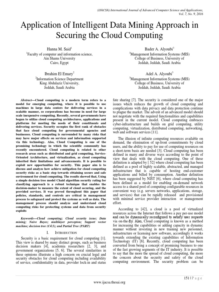 Intelligent Data Mining for Cloud Security | PDF | Cloud Computing ...