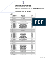 List of Candidates To Be Called To Interview For Recruitment To The Post of District Mass Education