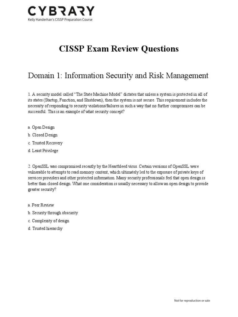 CISSP Review Questions PDF Public Key Cryptography Key (Cryptography)