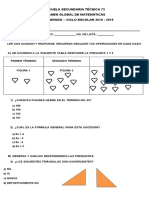 Examen Global Primero Matematicas  