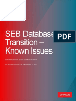 SEB Database Transitions - Known Issues
