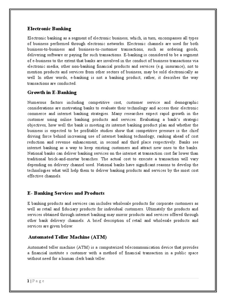 Overview of Electronic Banking Services | PDF | Debit Card | Banks